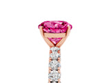 Rose gold Round Cut Diamond Pavé Band Solitaire Ring with Prong Setting_5