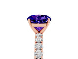 Rose gold Round Cut Diamond Pavé Band Solitaire Ring with Prong Setting_5