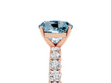 Rose gold Round Cut Diamond Pavé Band Solitaire Ring with Prong Setting_5