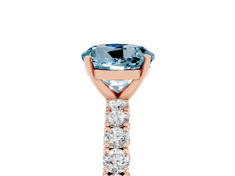 Rose gold Round Cut Diamond Pavé Band Solitaire Ring with Prong Setting_5