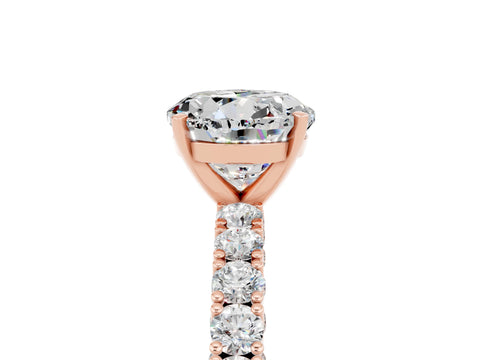 Rose gold Round Cut Diamond Pavé Band Solitaire Ring with Prong Setting_5