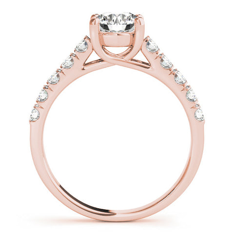 Rose gold Round Cut Diamond Pavé Band Solitaire with Four-Prong Setting 2