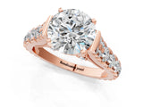 Rose gold Round Cut Diamond Pavé Band Solitaire with Four-Prong Setting_24