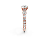 Rose gold Round Cut Diamond Pavé Band Solitaire with Four-Prong Setting_25