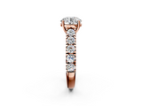 Rose gold Round Cut Diamond Pavé Band Solitaire with Four-Prong Setting_26