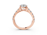 Rose gold Round Cut Diamond Pavé Band Solitaire with Four-Prong Setting_27