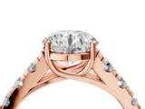 Rose gold Round Cut Diamond Pavé Band Solitaire with Four-Prong Setting_28