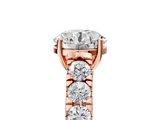 Rose gold Round Cut Diamond Pavé Band Solitaire with Four-Prong Setting_29