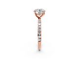 Rose gold Round Cut Diamond Pavé Band Solitaire with Four-Prong Setting_5