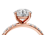 Rose gold Round Cut Diamond Pavé Band Solitaire with Four-Prong Setting_7