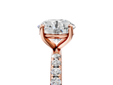 Rose gold Round Cut Diamond Pavé Band Solitaire with Four-Prong Setting_8