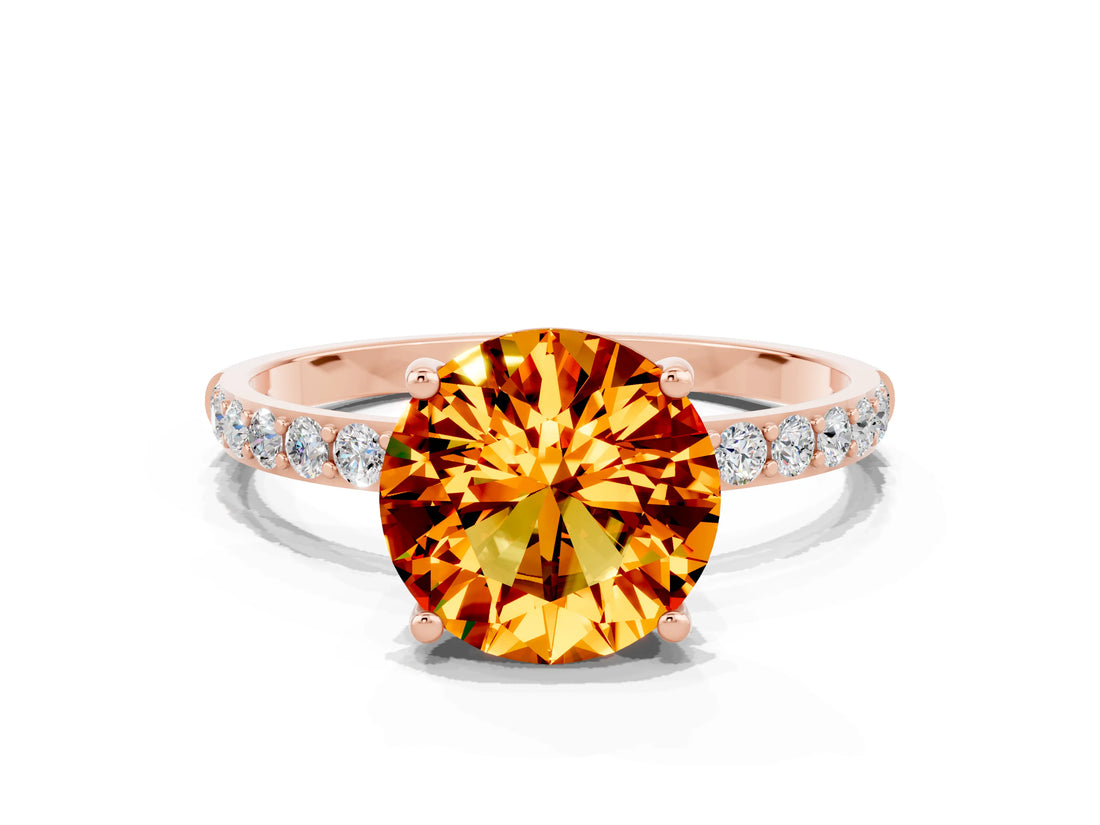 Rose gold Round Cut Diamond Pavé Band with Six-Prong Setting