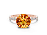 Rose gold Round Cut Diamond Pavé Band with Six-Prong Setting