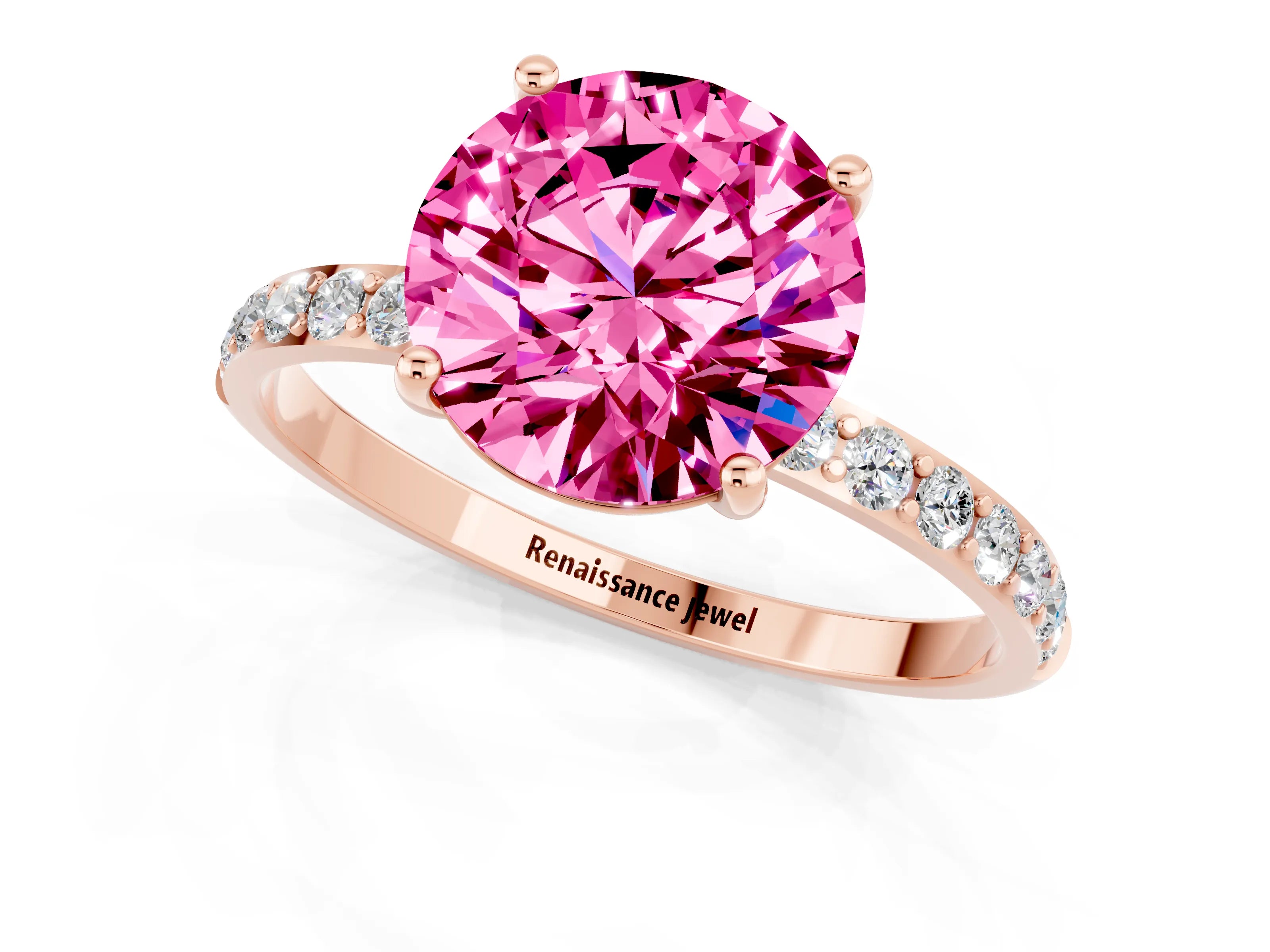 Rose gold Round Cut Diamond Pavé Band with Six-Prong Setting_1