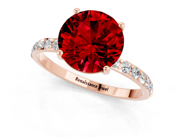 Rose gold Round Cut Diamond Pavé Band with Six-Prong Setting