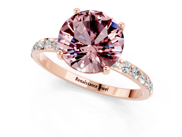 Rose gold Round Cut Diamond Pavé Band with Six-Prong Setting