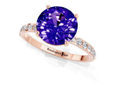 Rose gold Round Cut Diamond Pavé Band with Six-Prong Setting_1