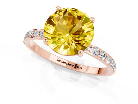 Rose gold Round Cut Diamond Pavé Band with Six-Prong Setting_1