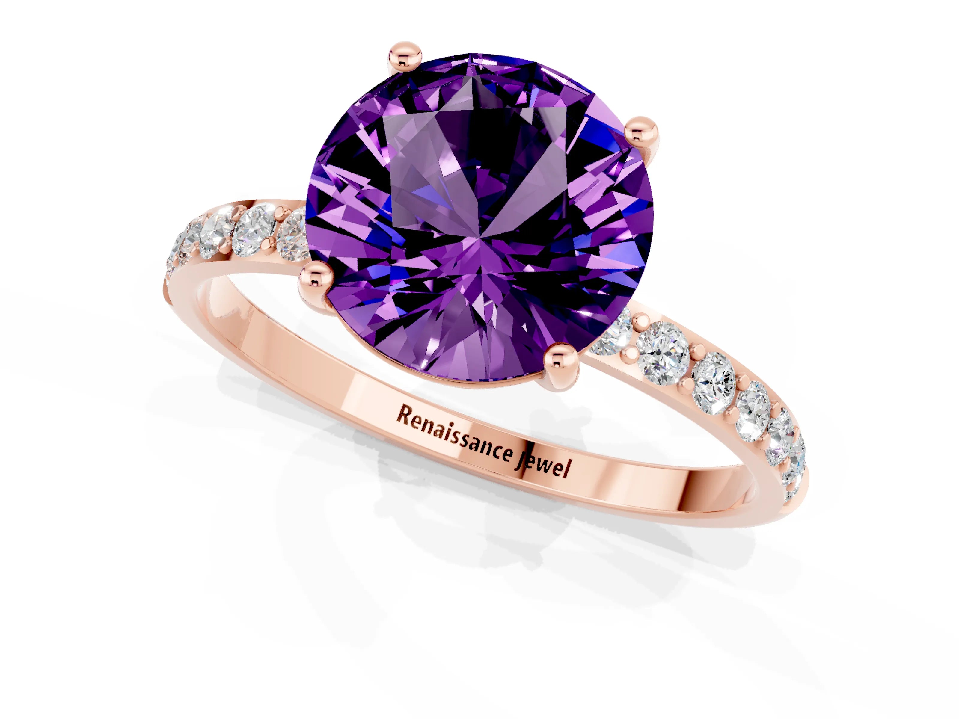 Rose gold Round Cut Diamond Pavé Band with Six-Prong Setting_1