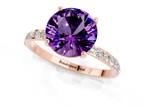 Rose gold Round Cut Diamond Pavé Band with Six-Prong Setting_1