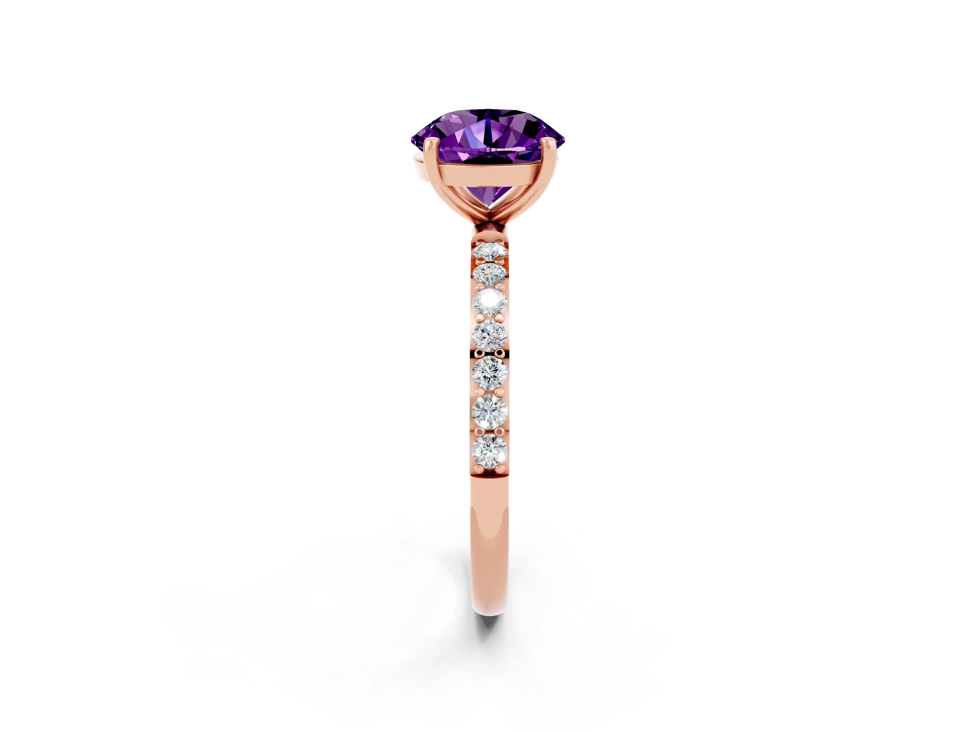 Rose gold Round Cut Diamond Pavé Band with Six-Prong Setting_2