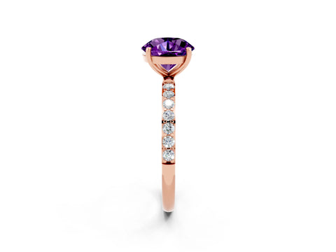 Rose gold Round Cut Diamond Pavé Band with Six-Prong Setting_2