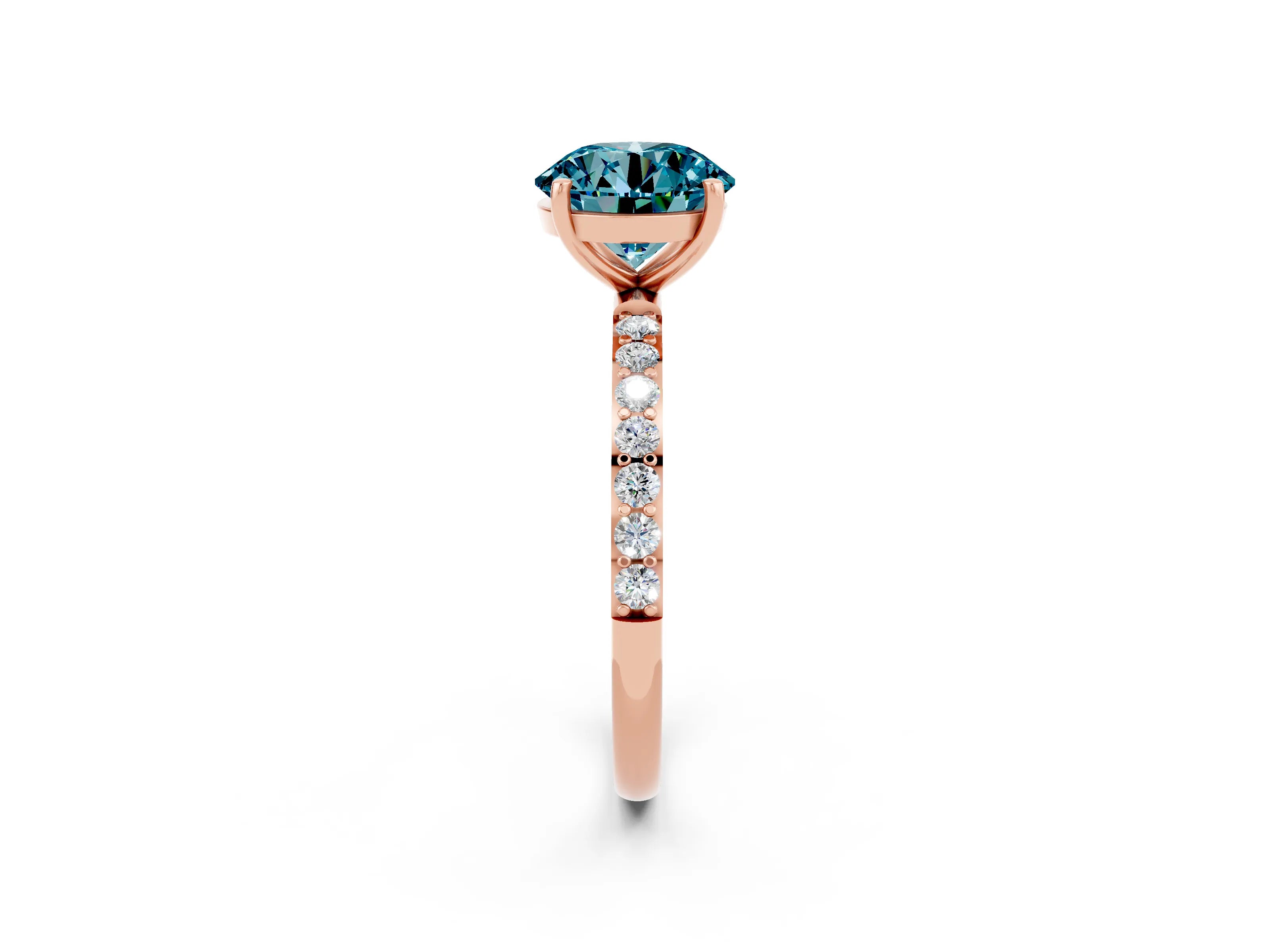 Rose gold Round Cut Diamond Pavé Band with Six-Prong Setting_2