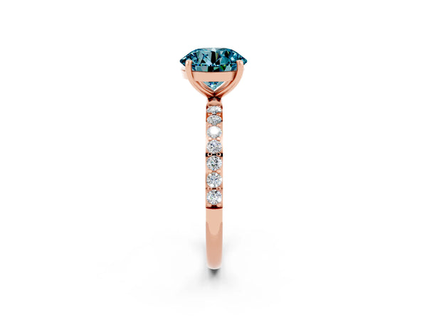 Rose gold Round Cut Diamond Pavé Band with Six-Prong Setting