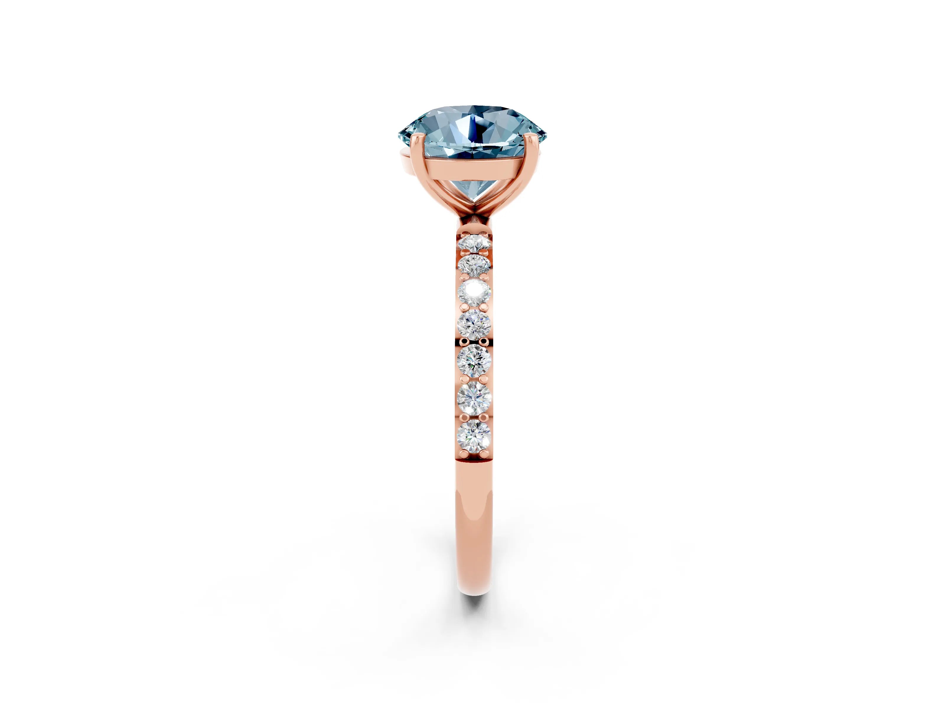 Rose gold Round Cut Diamond Pavé Band with Six-Prong Setting_2