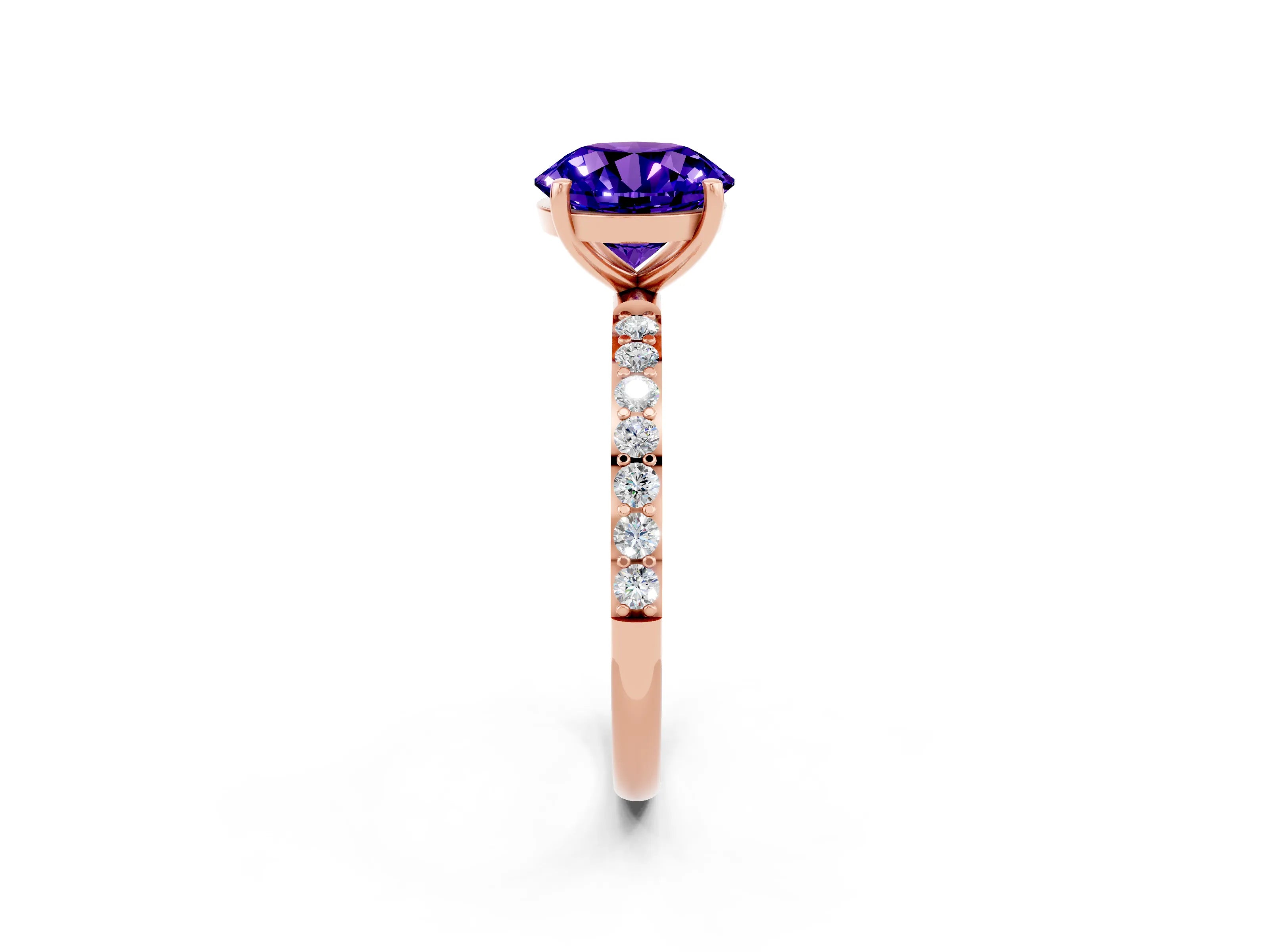 Rose gold Round Cut Diamond Pavé Band with Six-Prong Setting_2