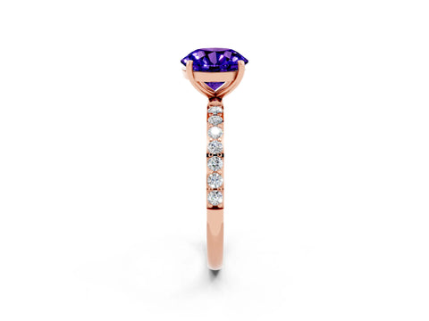 Rose gold Round Cut Diamond Pavé Band with Six-Prong Setting_2