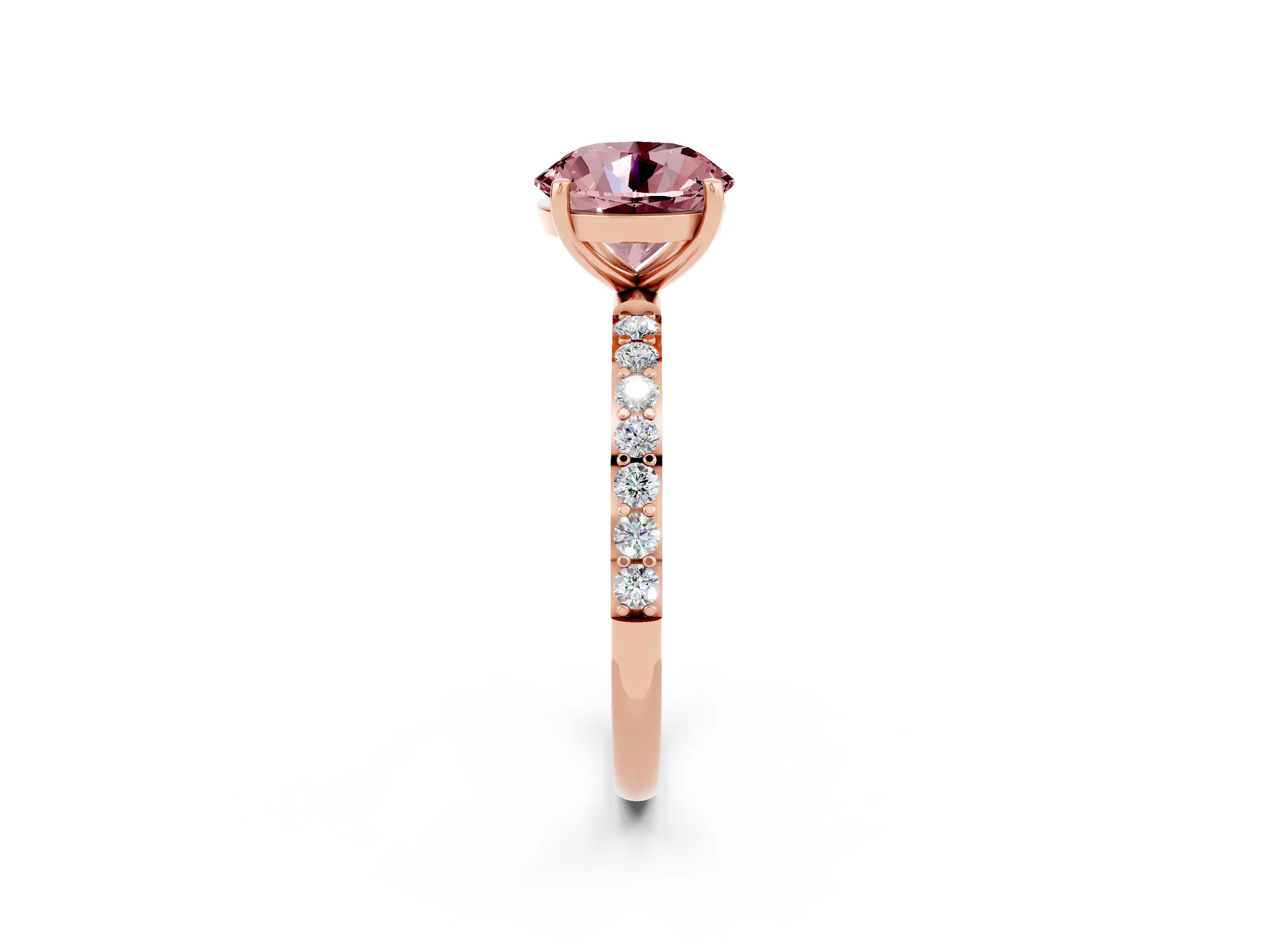 Rose gold Round Cut Diamond Pavé Band with Six-Prong Setting_2