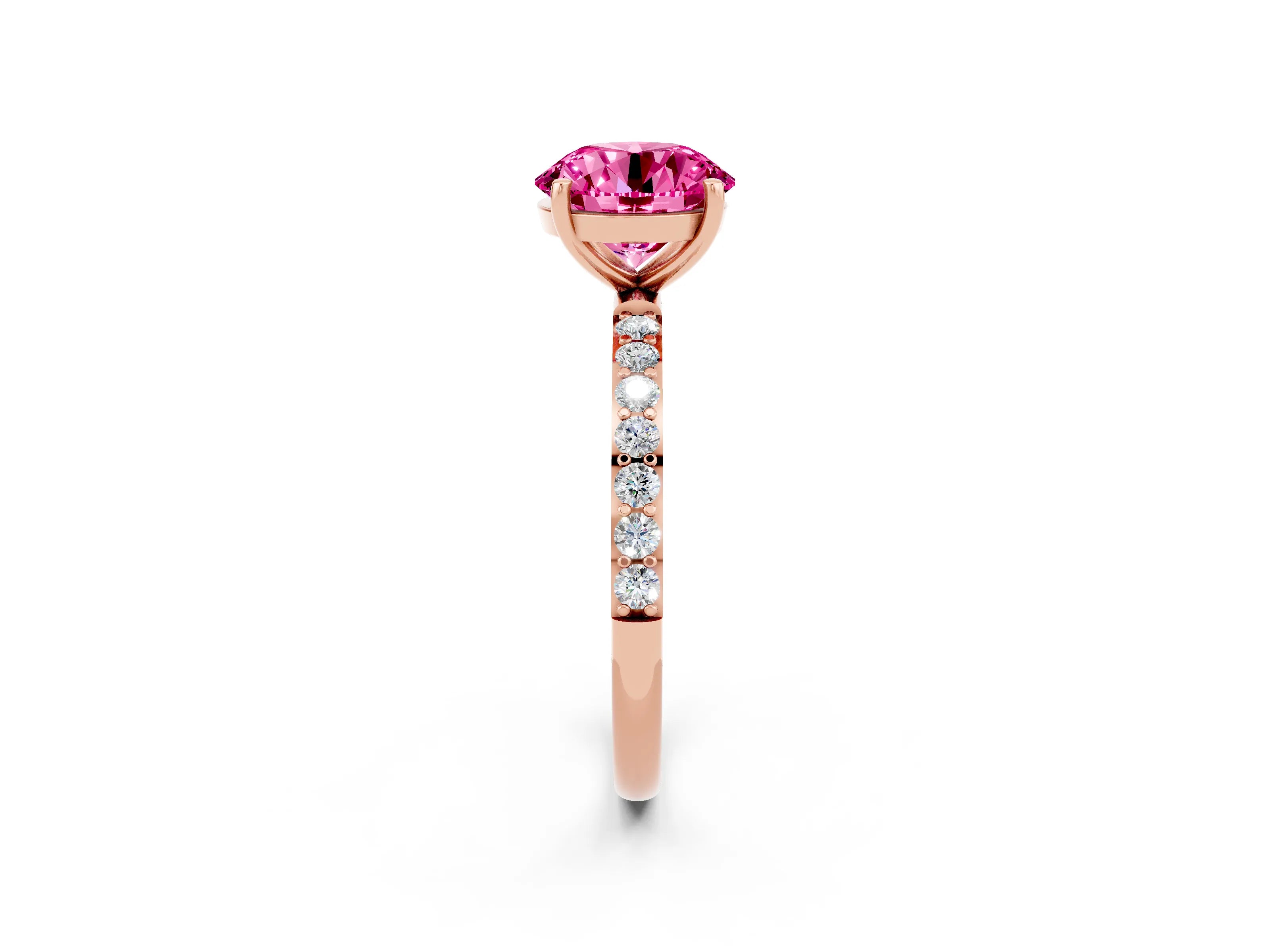 Rose gold Round Cut Diamond Pavé Band with Six-Prong Setting_2