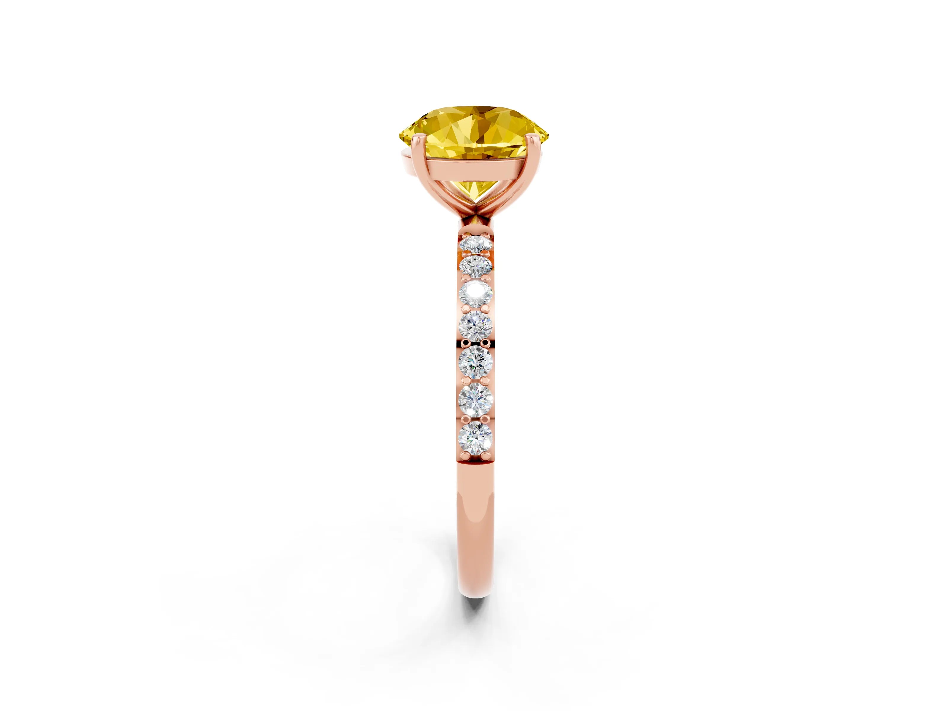 Rose gold Round Cut Diamond Pavé Band with Six-Prong Setting_2