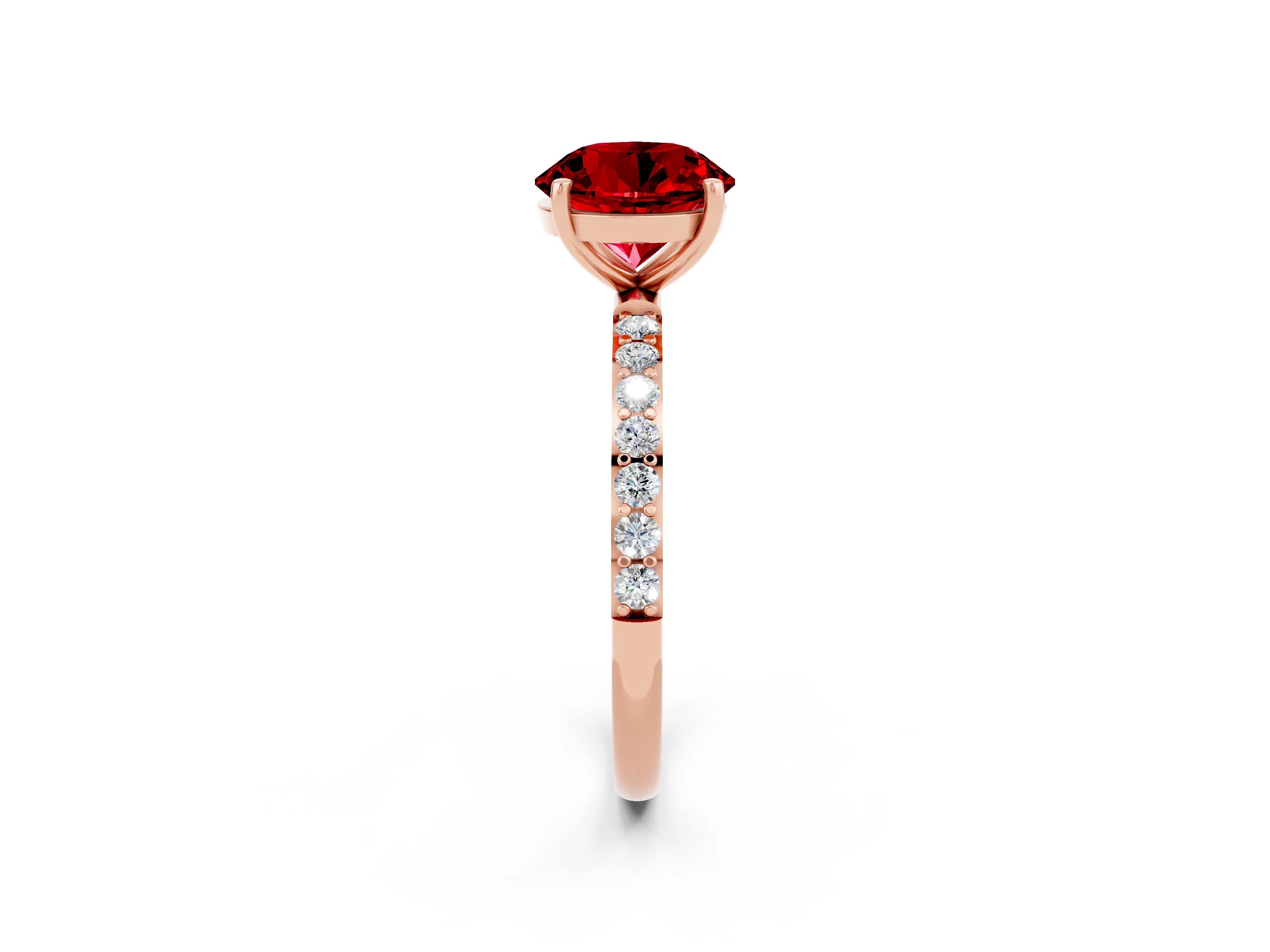 Rose gold Round Cut Diamond Pavé Band with Six-Prong Setting_2