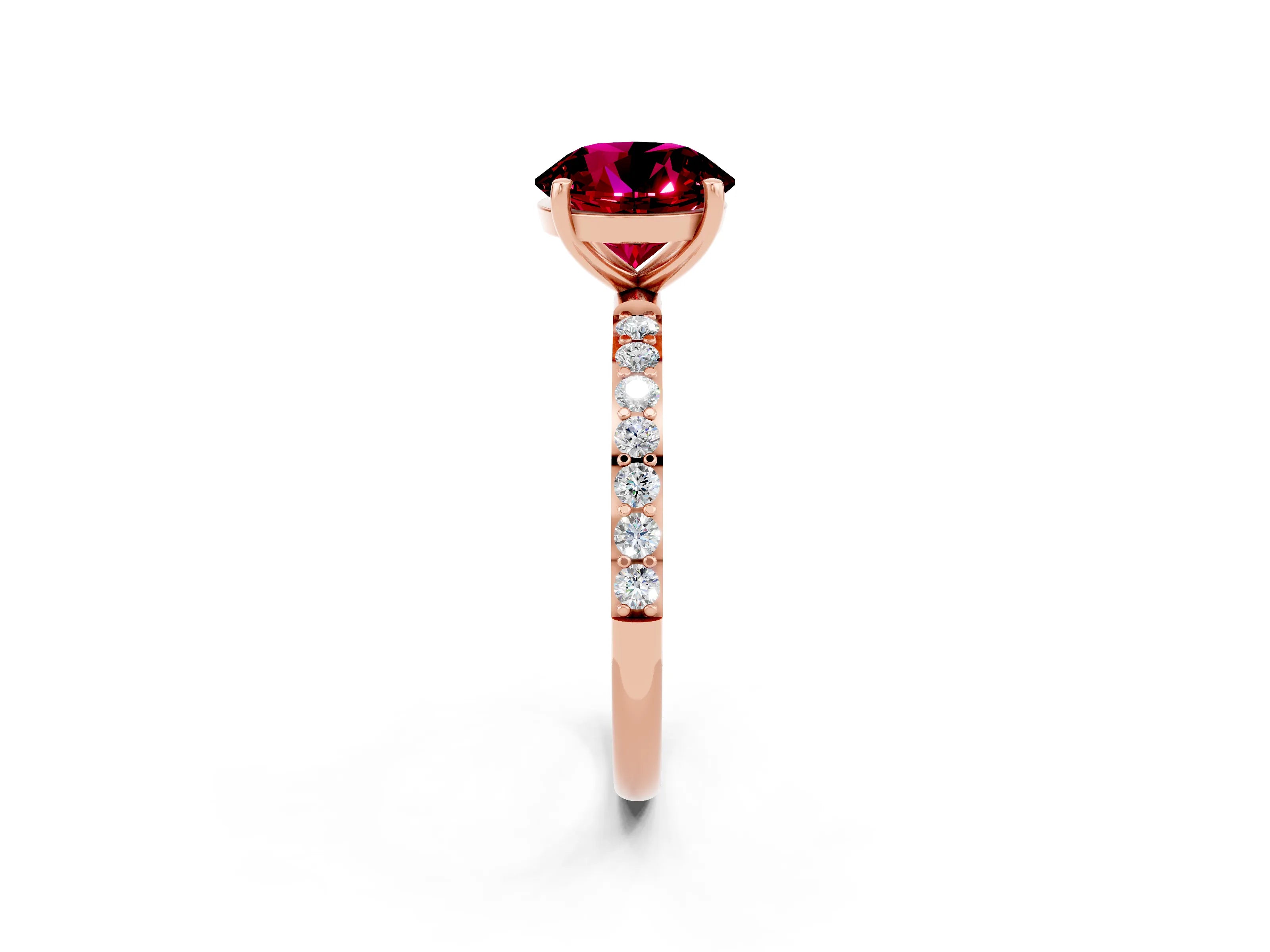 Rose gold Round Cut Diamond Pavé Band with Six-Prong Setting_2