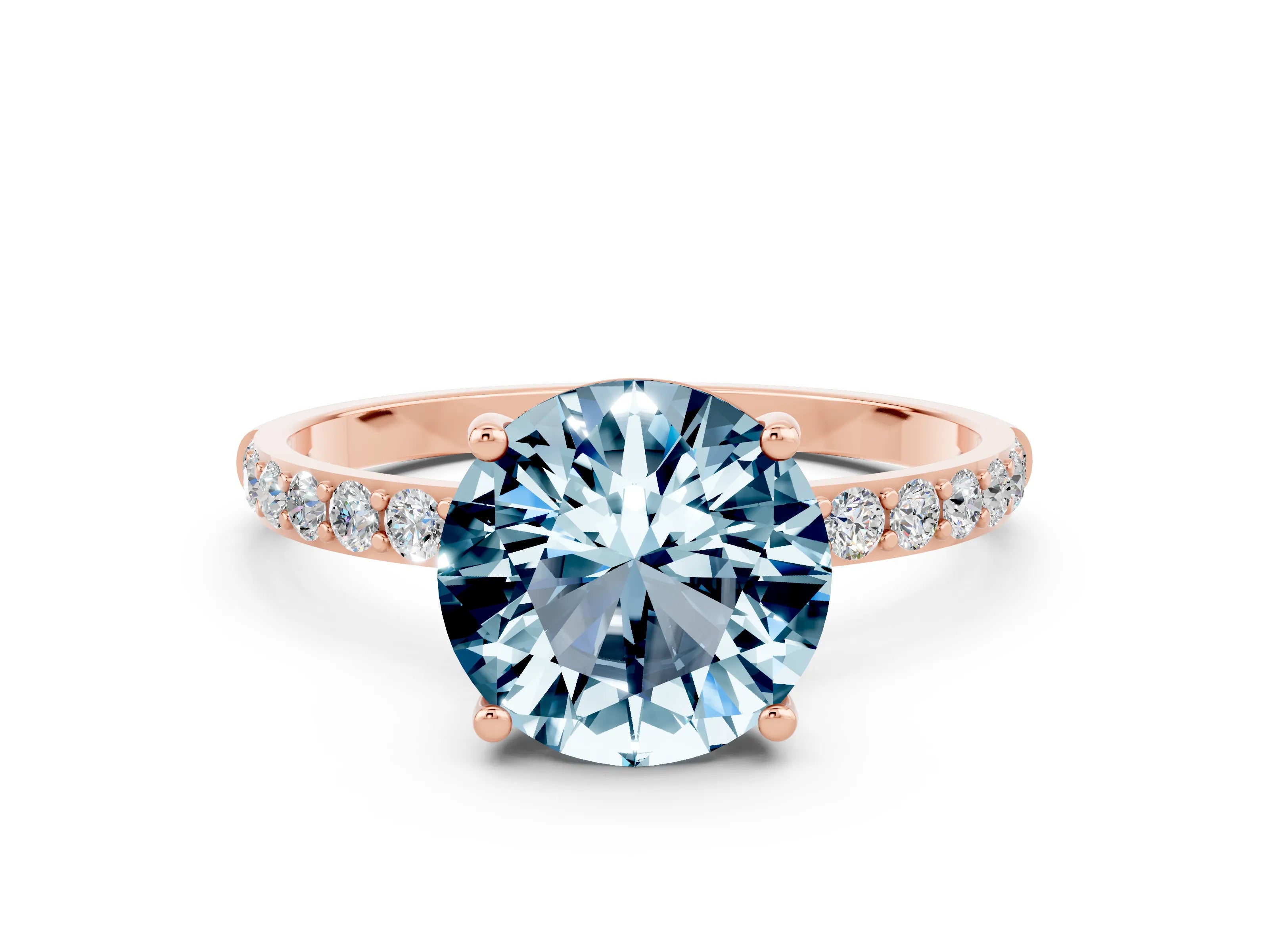 Rose gold Round Cut Diamond Pavé Band with Six-Prong Setting