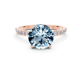 Rose gold Round Cut Diamond Pavé Band with Six-Prong Setting