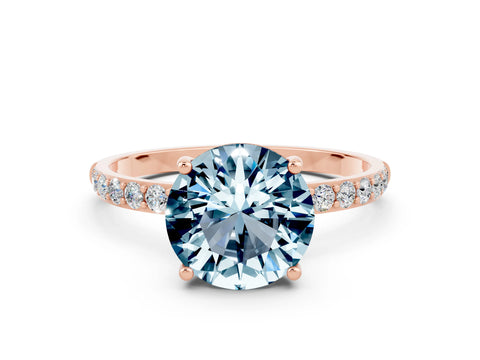Rose gold Round Cut Diamond Pavé Band with Six-Prong Setting