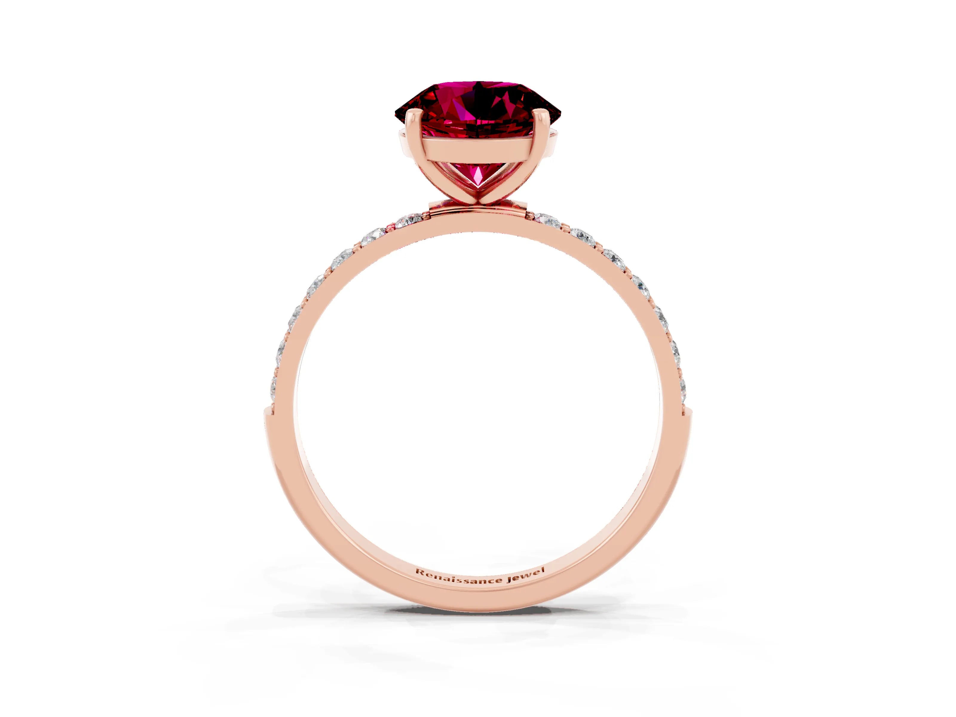 Rose gold Round Cut Diamond Pavé Band with Six-Prong Setting_3