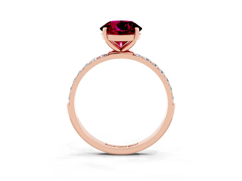 Rose gold Round Cut Diamond Pavé Band with Six-Prong Setting_3