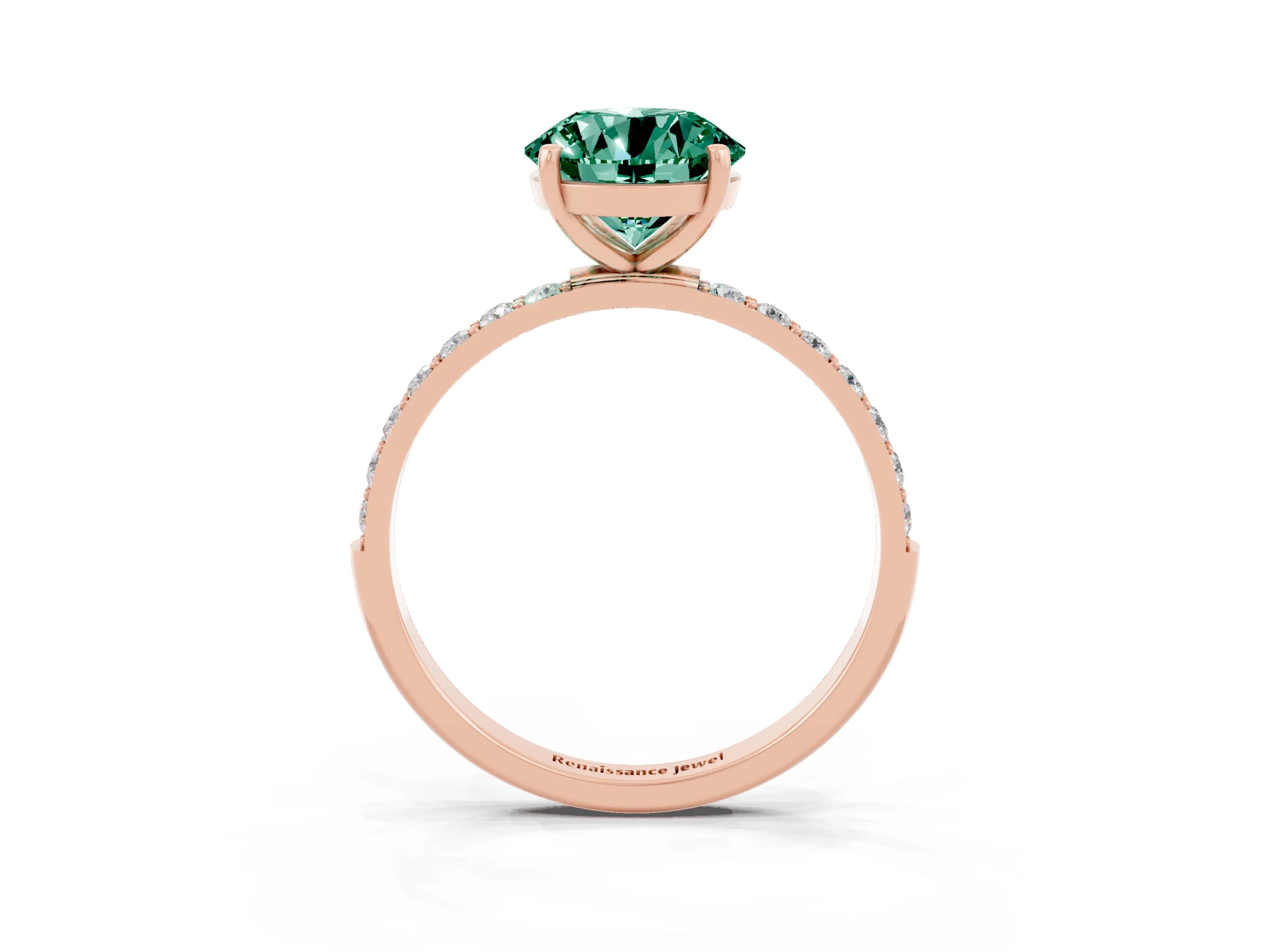 Rose gold Round Cut Diamond Pavé Band with Six-Prong Setting_3
