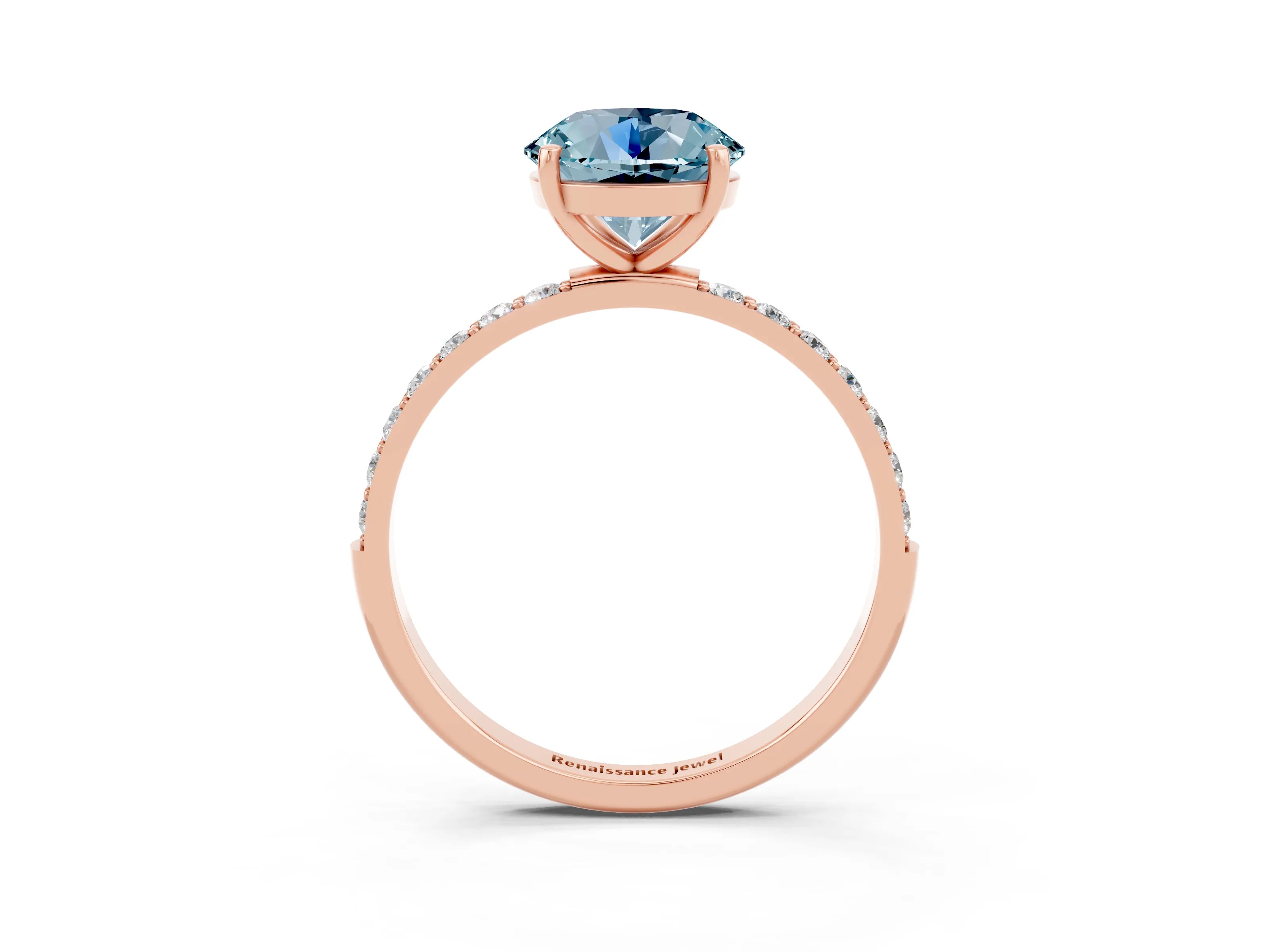 Rose gold Round Cut Diamond Pavé Band with Six-Prong Setting_3