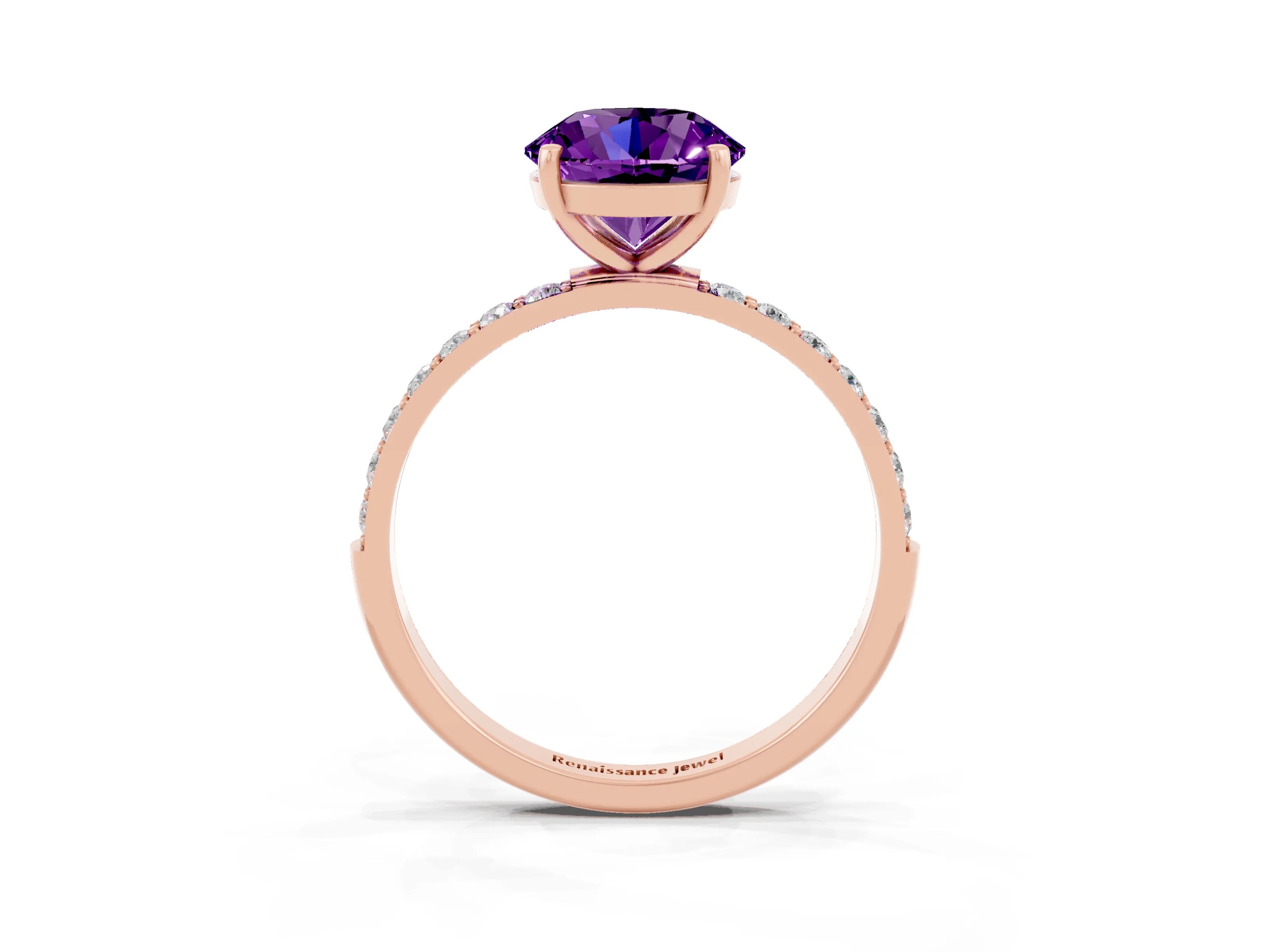 Rose gold Round Cut Diamond Pavé Band with Six-Prong Setting_3