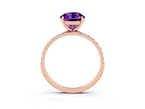 Rose gold Round Cut Diamond Pavé Band with Six-Prong Setting_3
