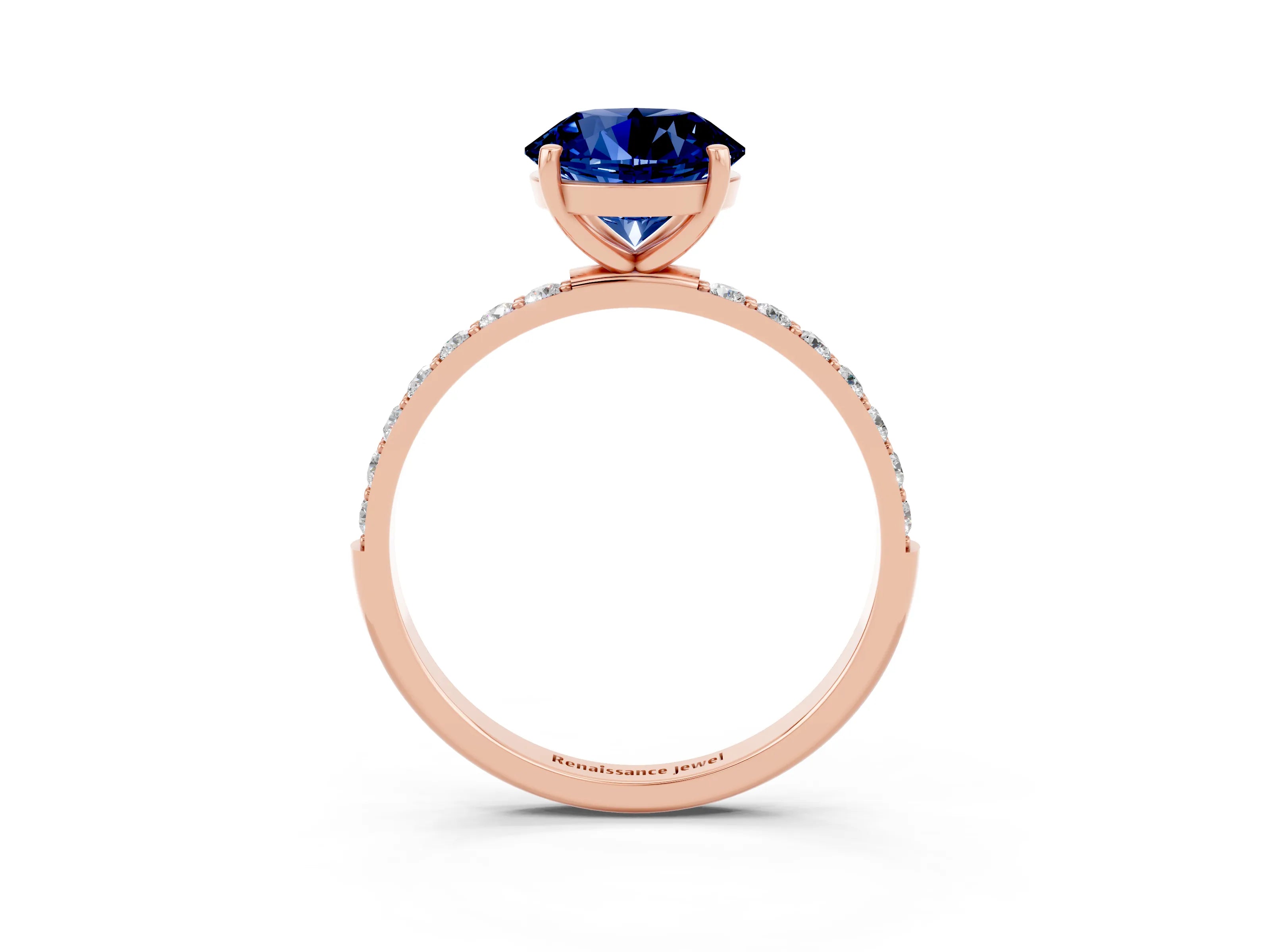 Rose gold Round Cut Diamond Pavé Band with Six-Prong Setting_3