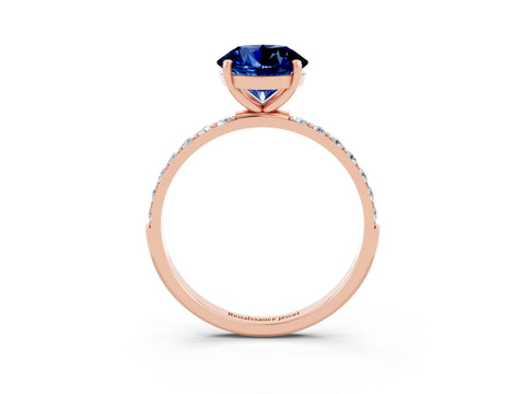 Rose gold Round Cut Diamond Pavé Band with Six-Prong Setting_3