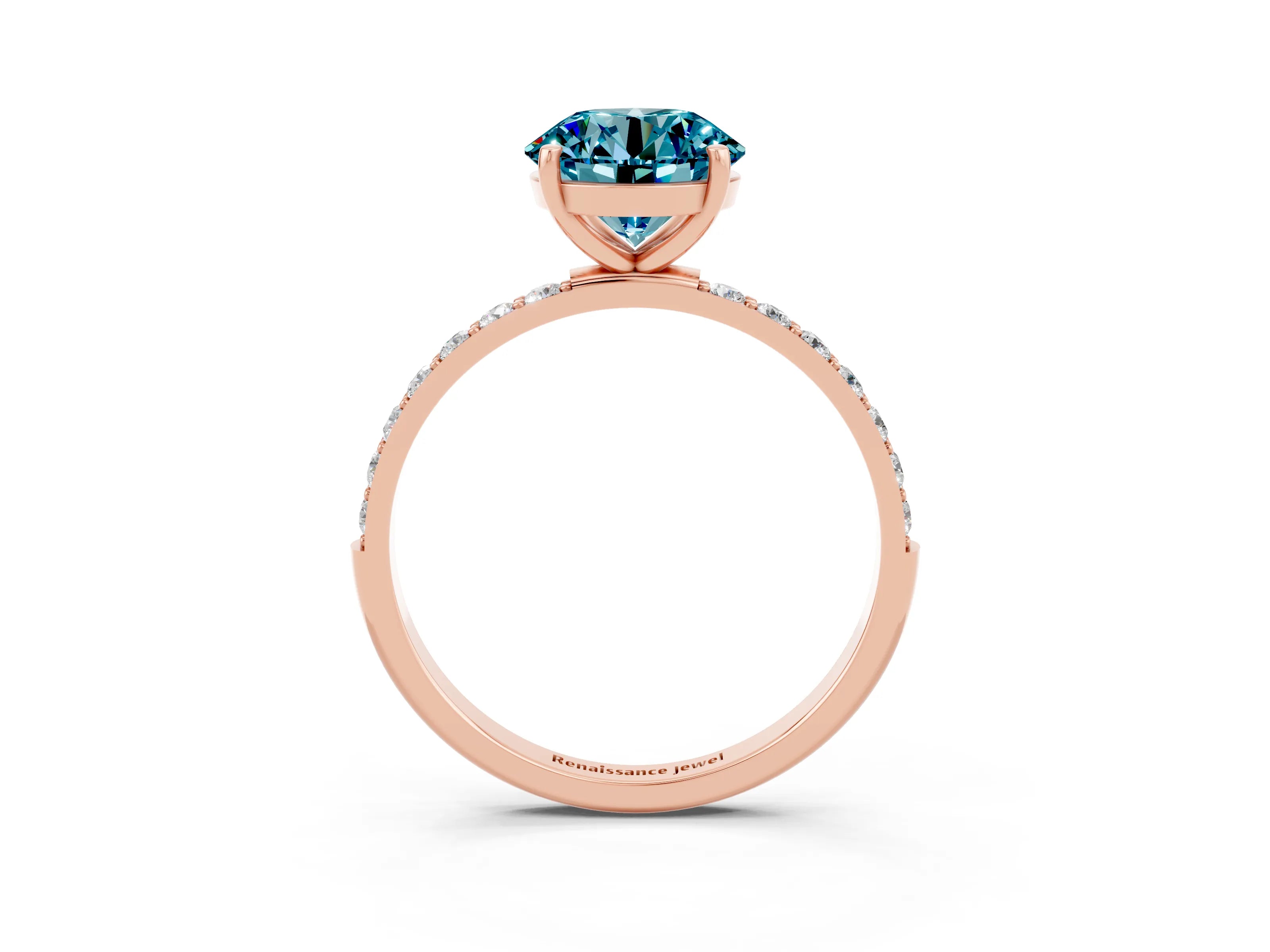 Rose gold Round Cut Diamond Pavé Band with Six-Prong Setting_3