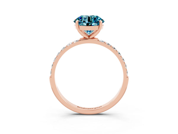 Rose gold Round Cut Diamond Pavé Band with Six-Prong Setting