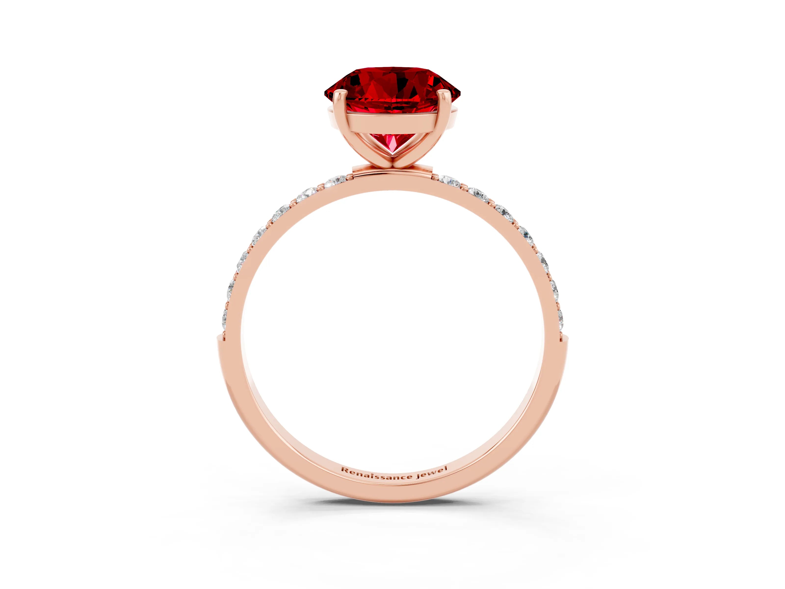 Rose gold Round Cut Diamond Pavé Band with Six-Prong Setting_3